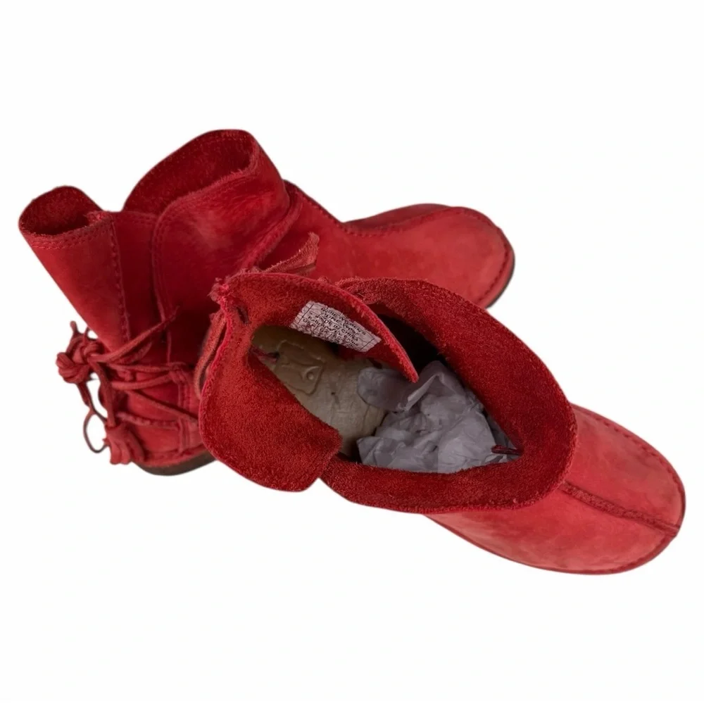 Baffin Boho Indie Red Suede Leather Fisherman Moccasin Boots Women’s Size 8 - Picture 7 of 8